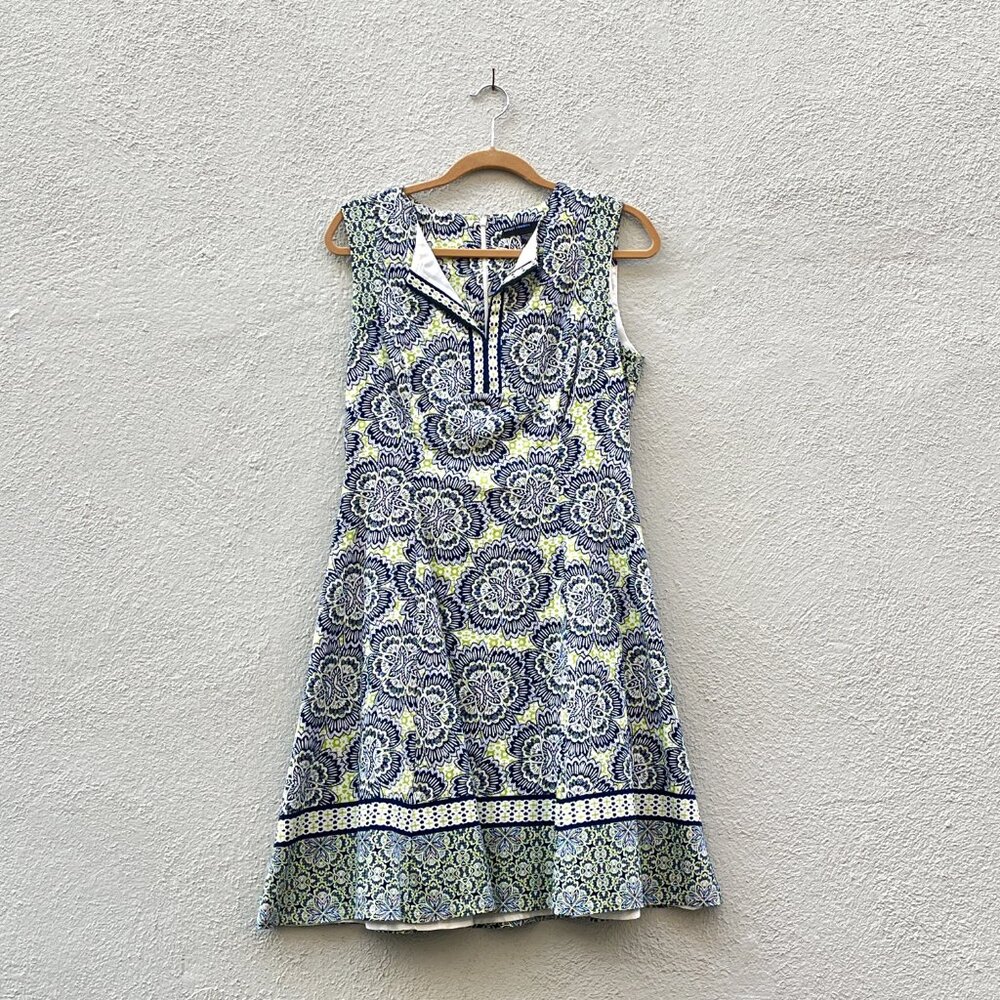 Women's Maggy London Floral Sleeveless Fit and Flare Cotton Dress Size 10